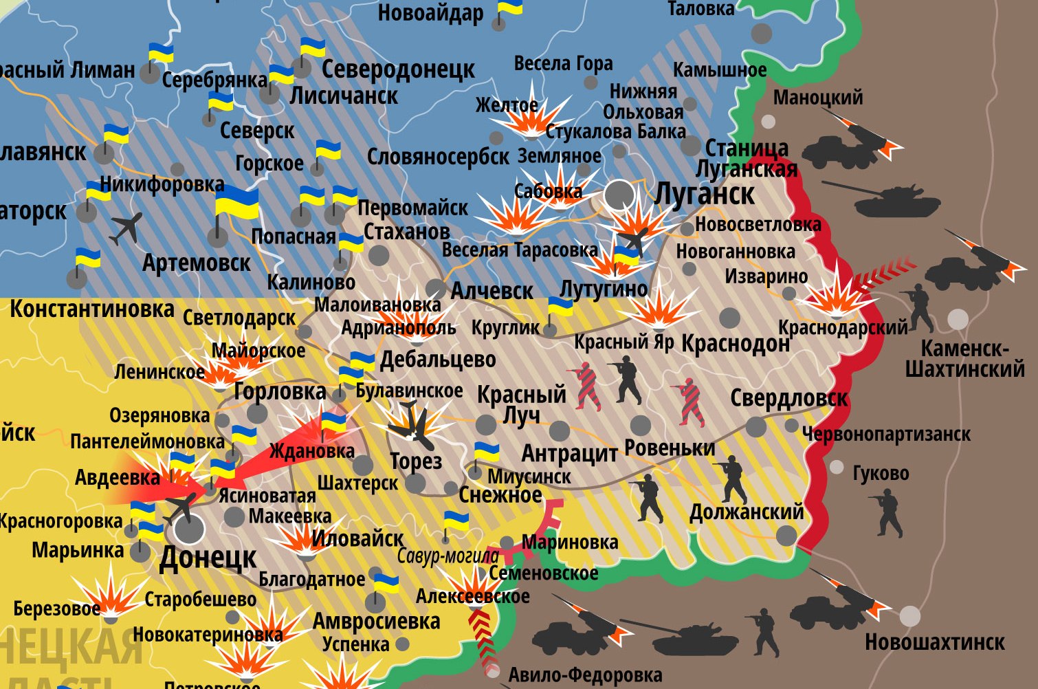 Новоайдар на карте Украины